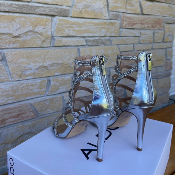 Aldo 7.5 Norta-81 Sparkle Sandal Heels - Picture 2 of 5